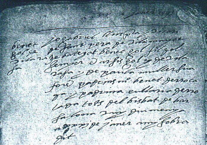 Inscripció de baptisme de Benet Gual o Gol de Vilarasa, a St. Pere de Vilamajor, el 21 de gener de 1593